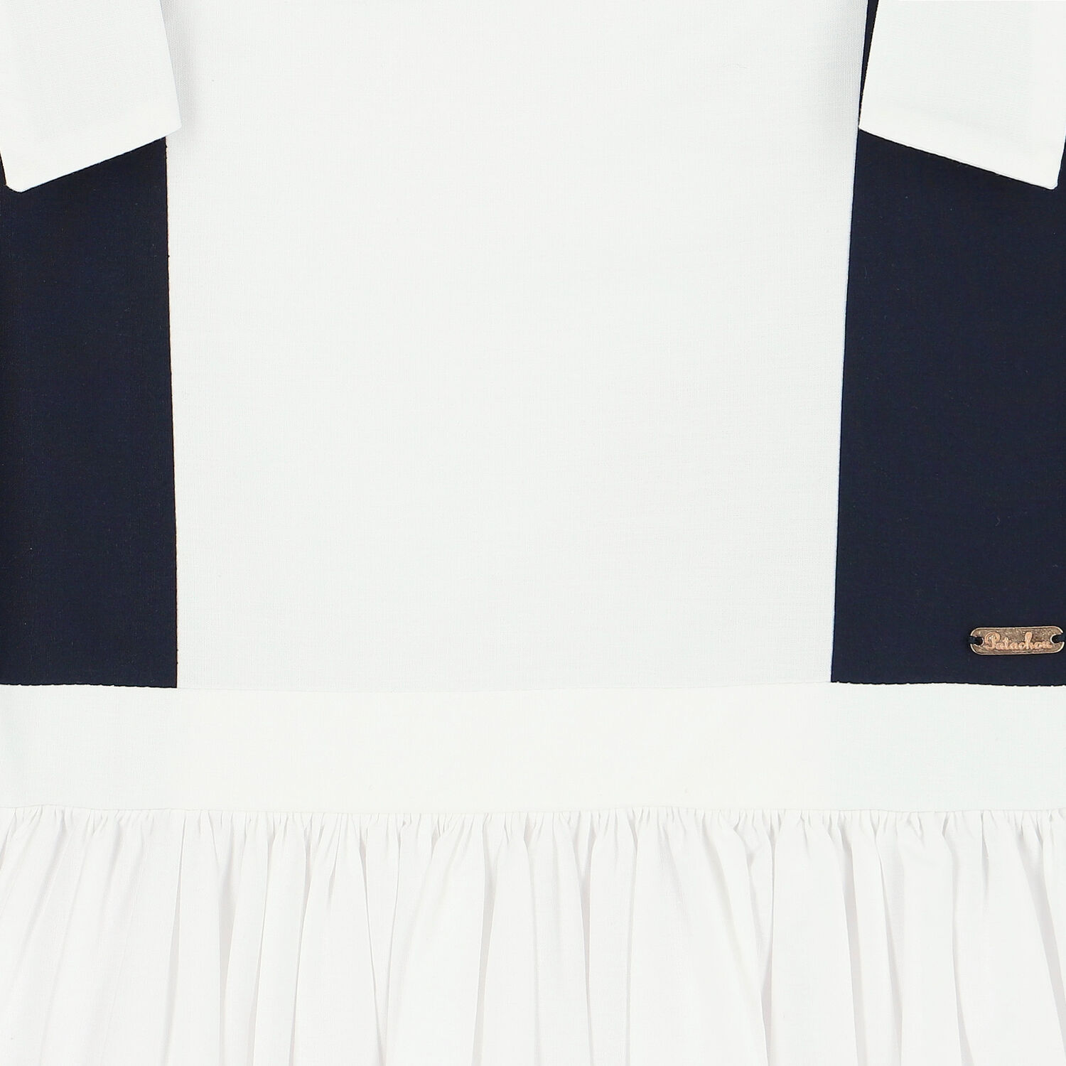 Girls White & Navy Blue Bow Dress, 1, hi-res image number null