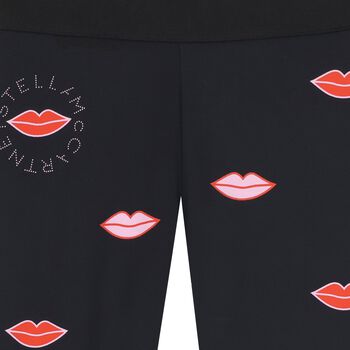 Girls Black Logo Leggings