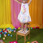 Girls White Bow Dress, 1, hi-res