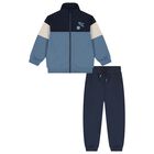 Boys Navy Blue & Blue Tracksuit, 2, hi-res