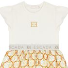 Girls Ivory & Beige Logo Dress, 1, hi-res