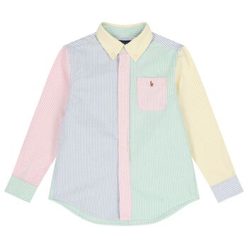 Boys Blue & Green Striped Shirt 