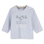 Younger Boys Blue Logo Long Sleeve Top, 3, hi-res