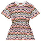 Girls Pink Multi-Coloured Zigzag Dress, 1, hi-res