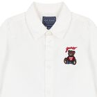Baby Boys White Teddy Bear Logo Shirt, 1, hi-res