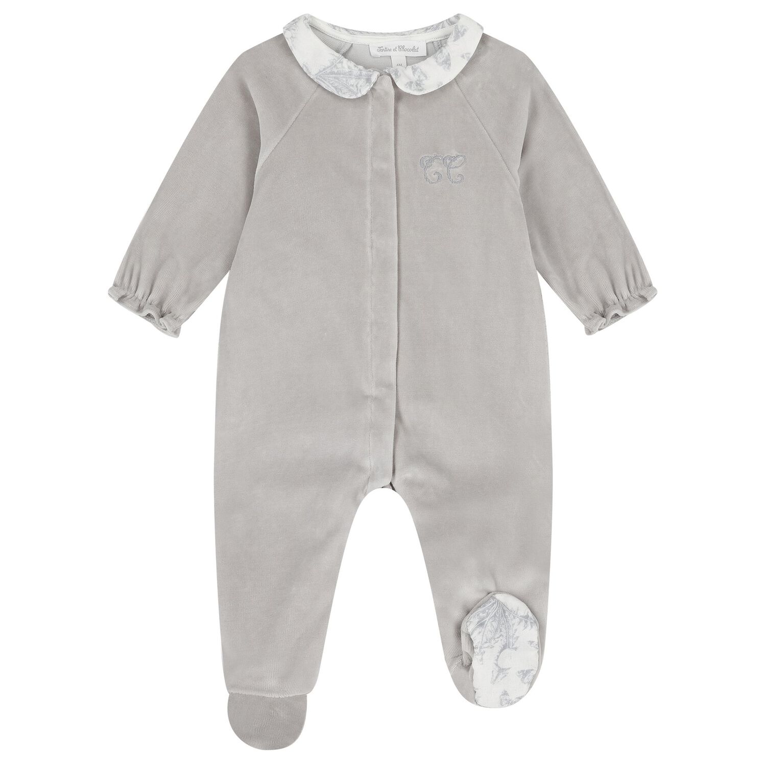 Grey & Ivory Toile De Jouy Babygrow, 2, hi-res