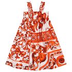 Girls White & Orange Majolica Dress, 1, hi-res