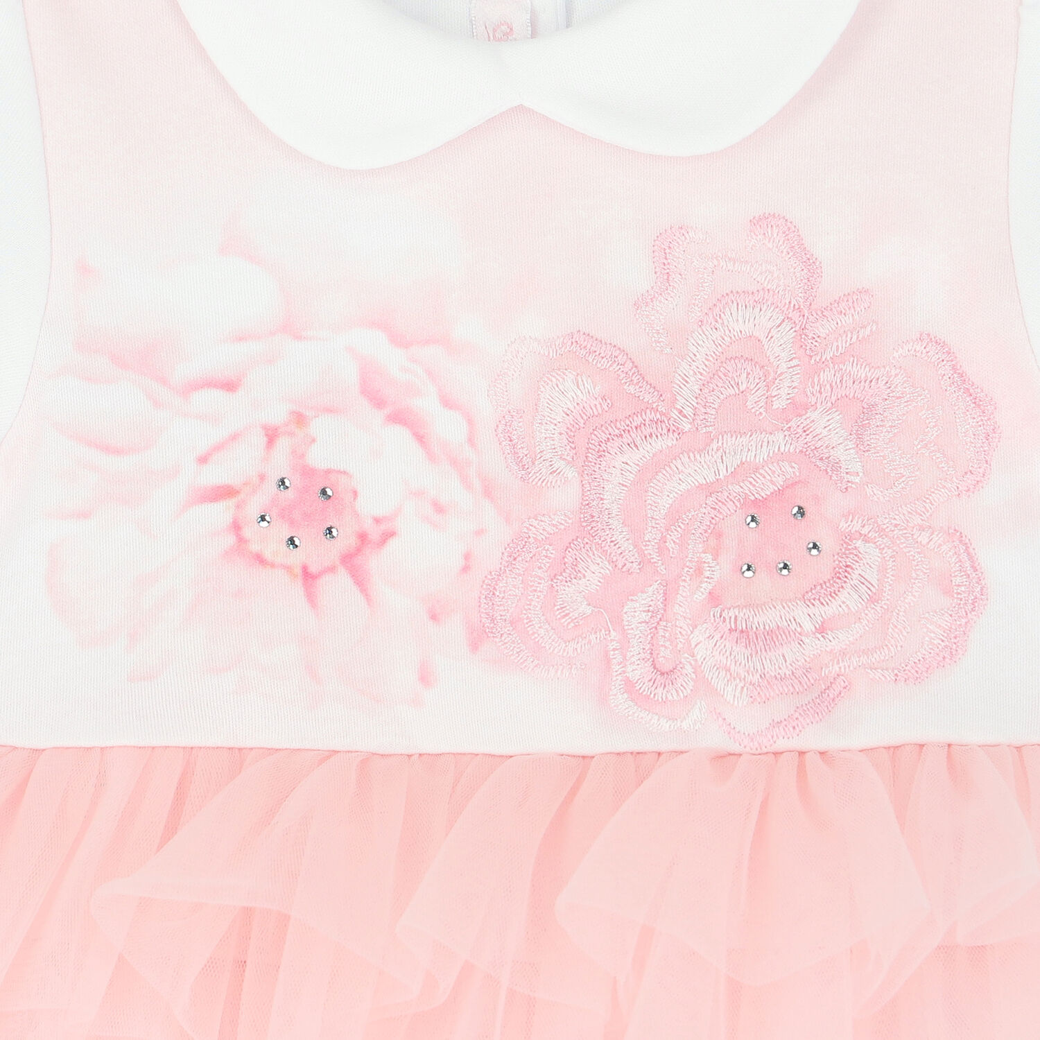 Baby Girls White & Pink Floral Romper, 1, hi-res image number null