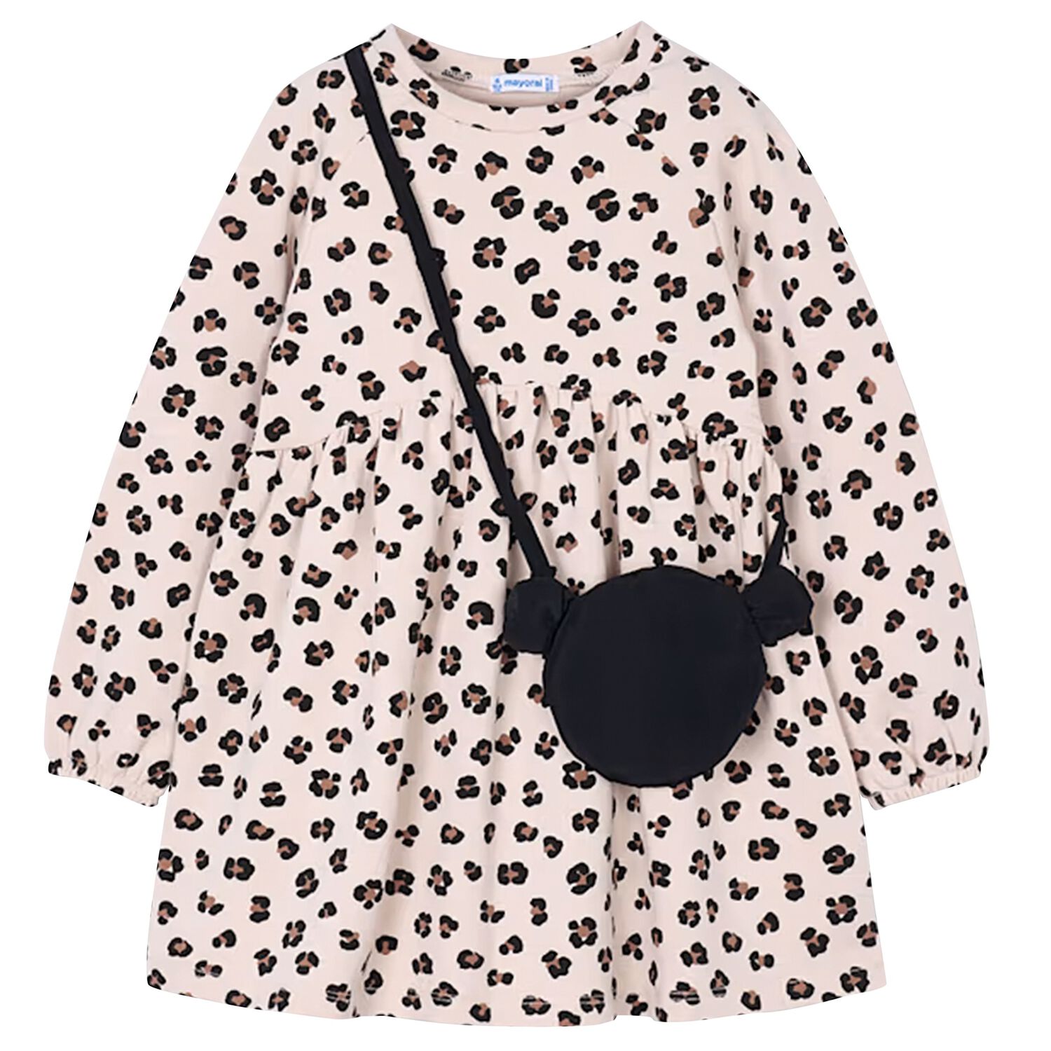 طقم فستان بنقشة جلد النمر باللون البيج للبنات, 1, hi-res image number null