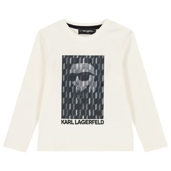 Boys White Ikonik Long Sleeve Top