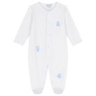 Baby Boys White & Blue Teddy Bear Time Babygrow Set, 1, hi-res