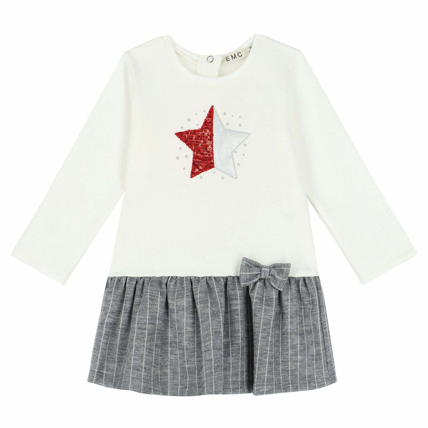 Younger Girls Ivory & Silver Dress, 1, hi-res