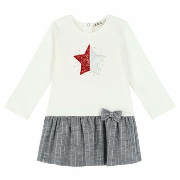 Younger Girls Ivory & Silver Dress
