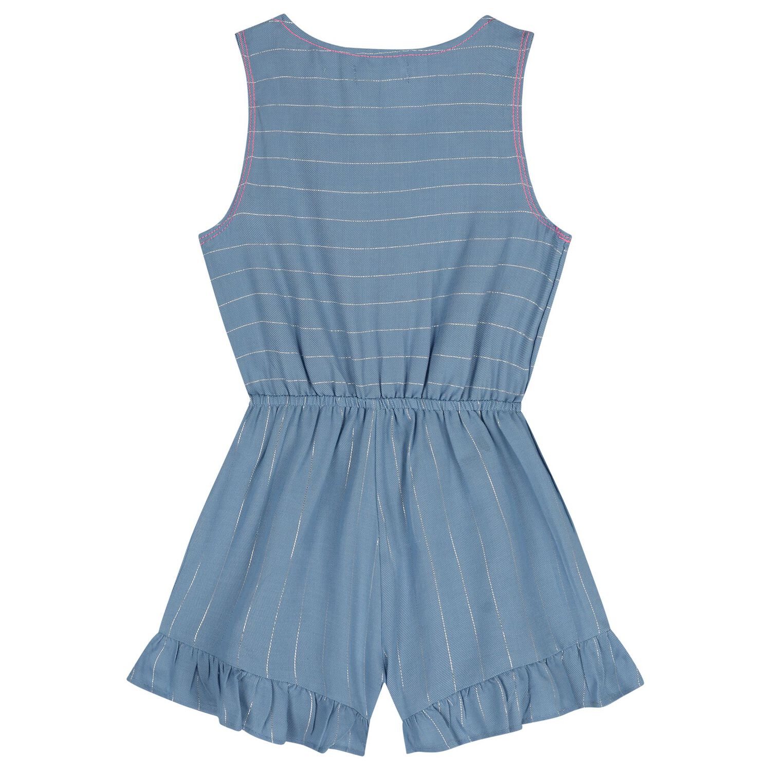 Girls Blue Striped Playsuit, 1, hi-res
