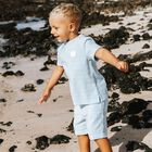 طقم أولاد شورت بالشعار باللون الأزرق, 1, hi-res