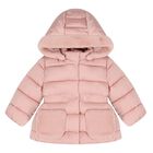 Younger Girls Pink Hooded Puffer Coat , 1, hi-res