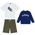 Boys Blue, White, & Green Shorts Set, 1, hi-res