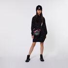 Girls Black Starlight Logo Hooded Dress, 1, hi-res