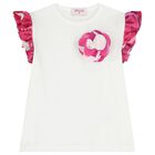 Girls White Ruffled Blouse, 1, hi-res