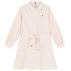 Girls Pink & White Striped Logo Dress, 1, hi-res