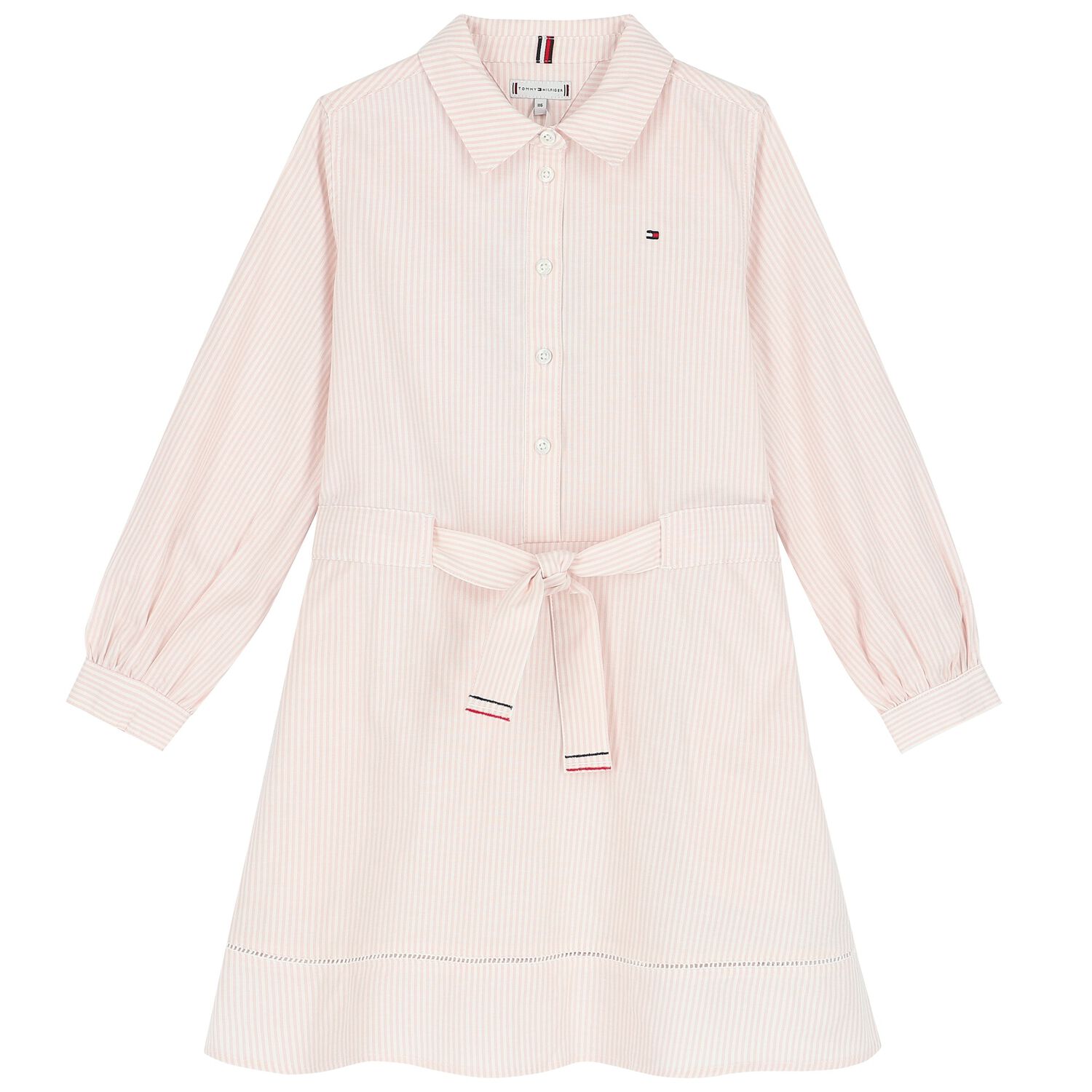 Girls Pink & White Striped Logo Dress, 1, hi-res