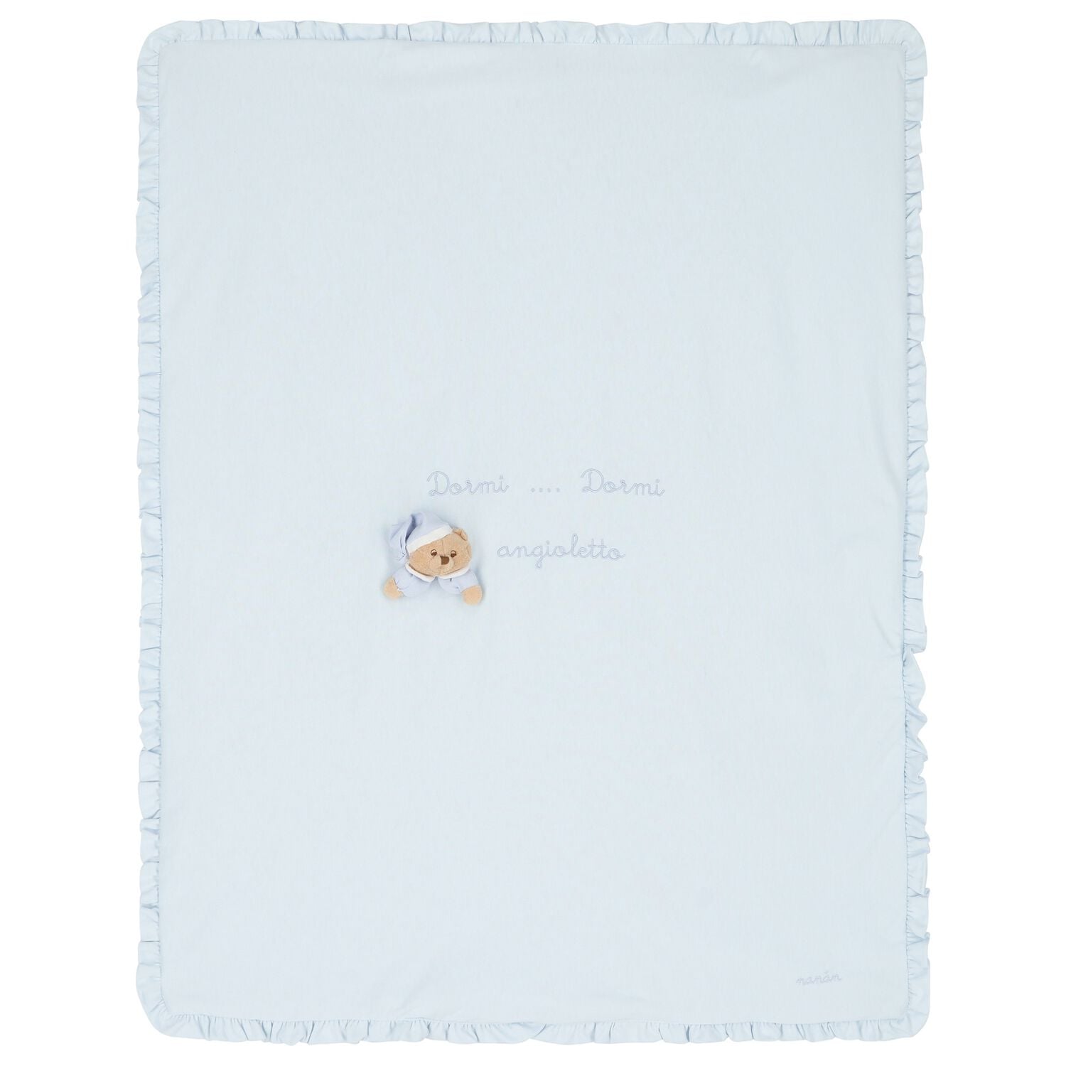 Baby Boys Blue Teddy Bear Ruffled Blanket , 1, hi-res