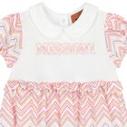 Baby Girls White Logo Romper, 1, hi-res