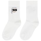 White Karl Ikonik Logo Socks (2 Pack), 1, hi-res