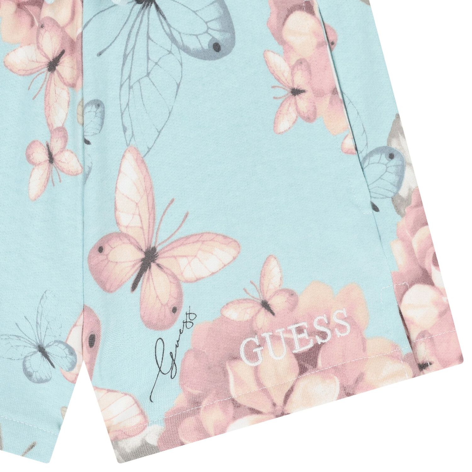Girls Blue Logo Floral Shorts, 2, hi-res image number null