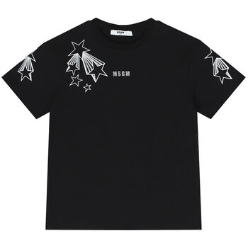 Girls Black Logo & Star T-Shirt