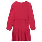 Girls Red Pleated Dress, 1, hi-res