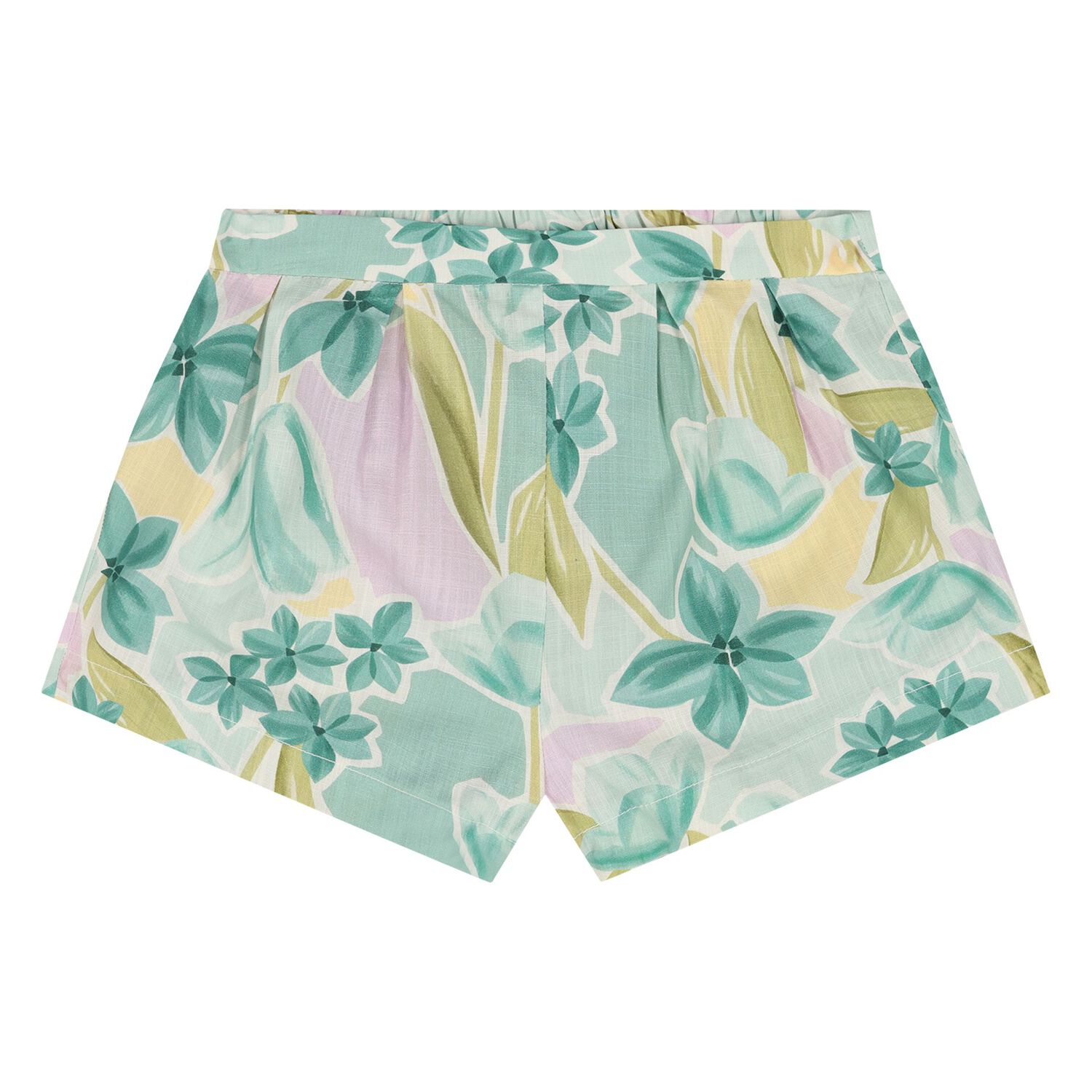 Younger Girls Ivory & Green Floral Shorts Set, 2, hi-res