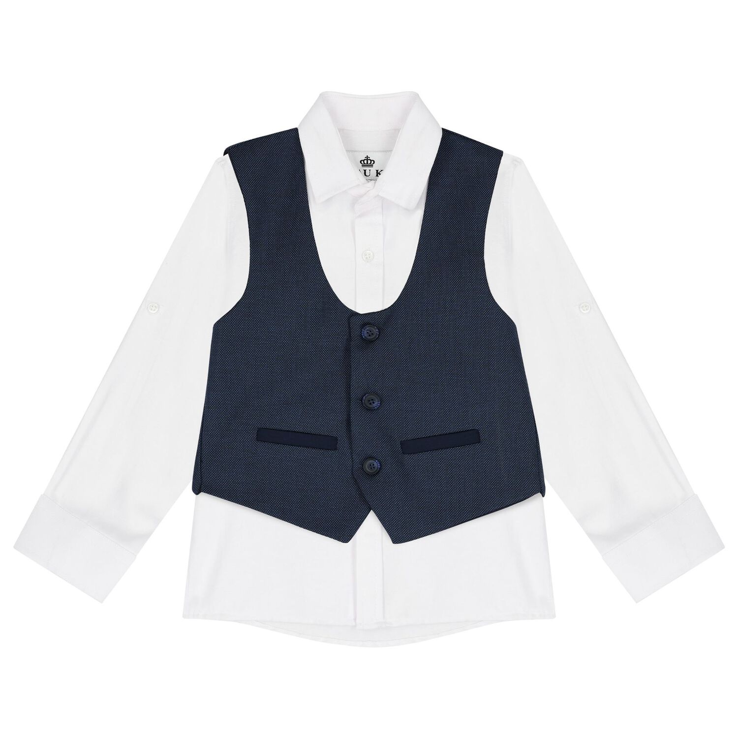 Boys Navy & White Suit Set, 1, hi-res image number null