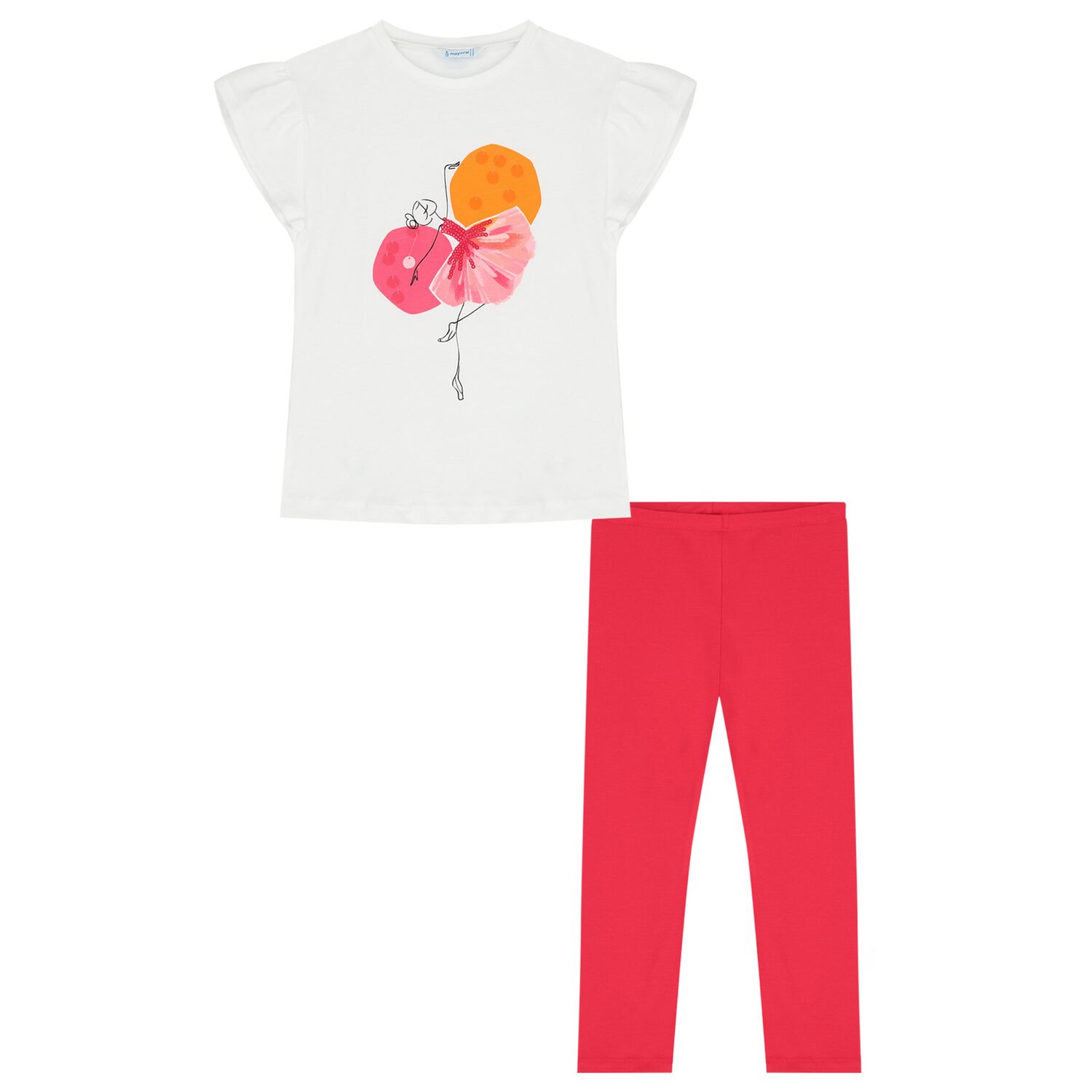 Girls White & Pink Leggings Set, 1, hi-res