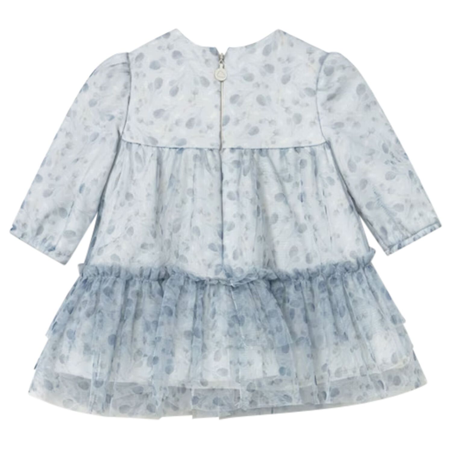 Baby Girls Blue Floral Tulle Dress, 3, hi-res image number null