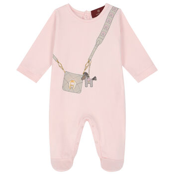 Baby Girls Pink Logo Bag Babygrow