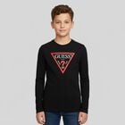Boys Black Logo Long Sleeve Top, 1, hi-res