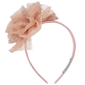 Girls Pink Tulle Flower Hairband