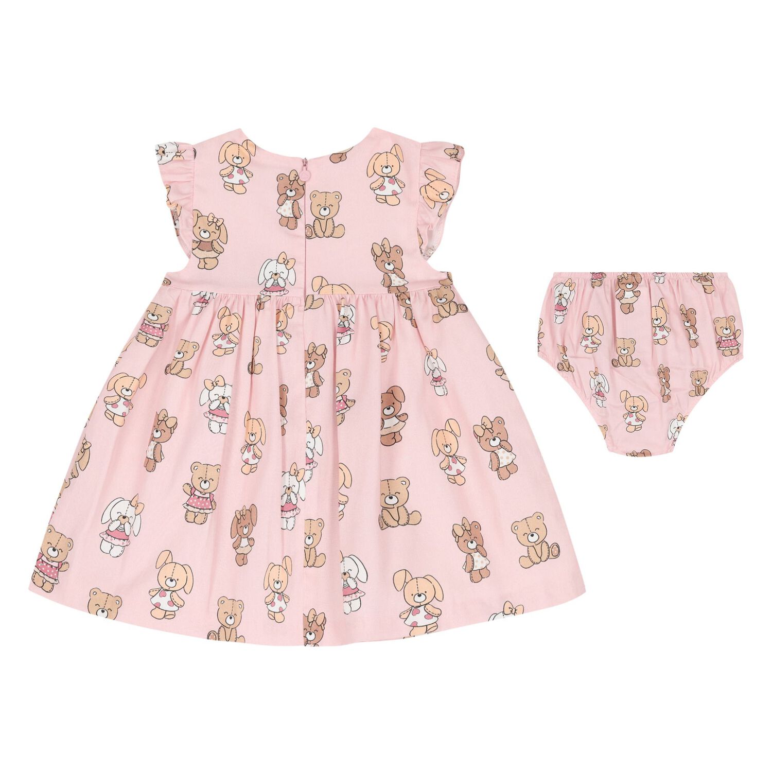 Baby Girls Pink Teddy Bear Dress Set, 4, hi-res