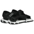 Boys Black Logo Sandals, 2, hi-res