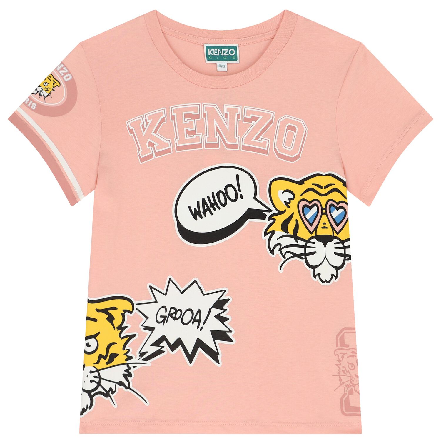 Girls Pink Tiger Logo T-Shirt, 1, hi-res