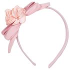 Girls Pink Flower & Bow Headband, 1, hi-res