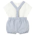 Baby Boys White & Blue Shorts Set , 1, hi-res