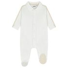 Baby Boys White Logo Babygrow, 1, hi-res