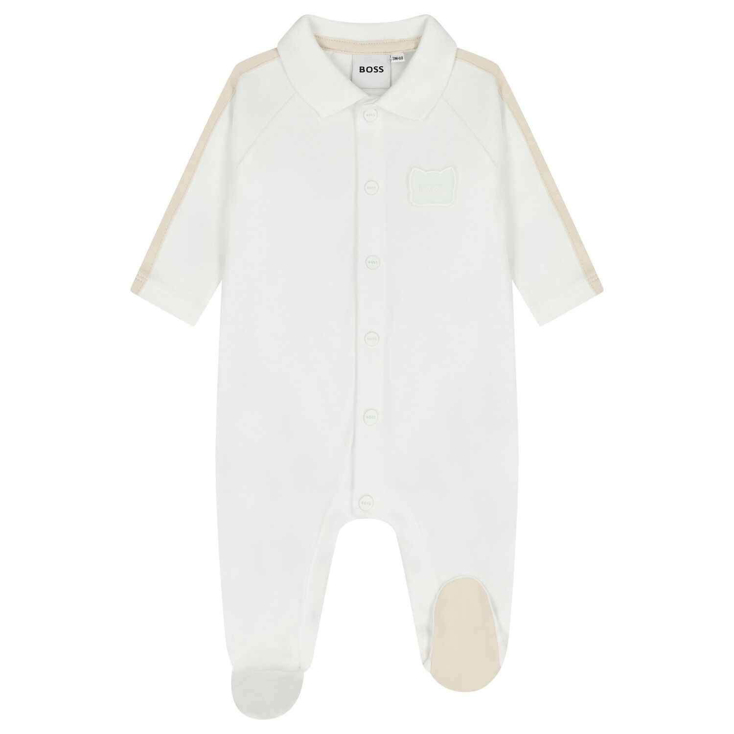 Baby Boys White Logo Babygrow, 1, hi-res