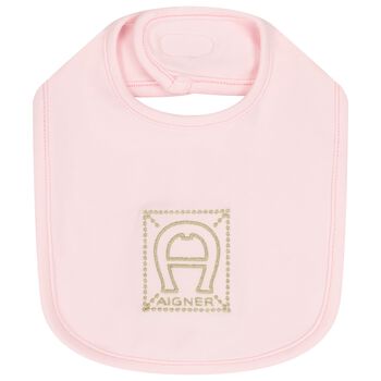 Baby Girls Pink Logo Bib