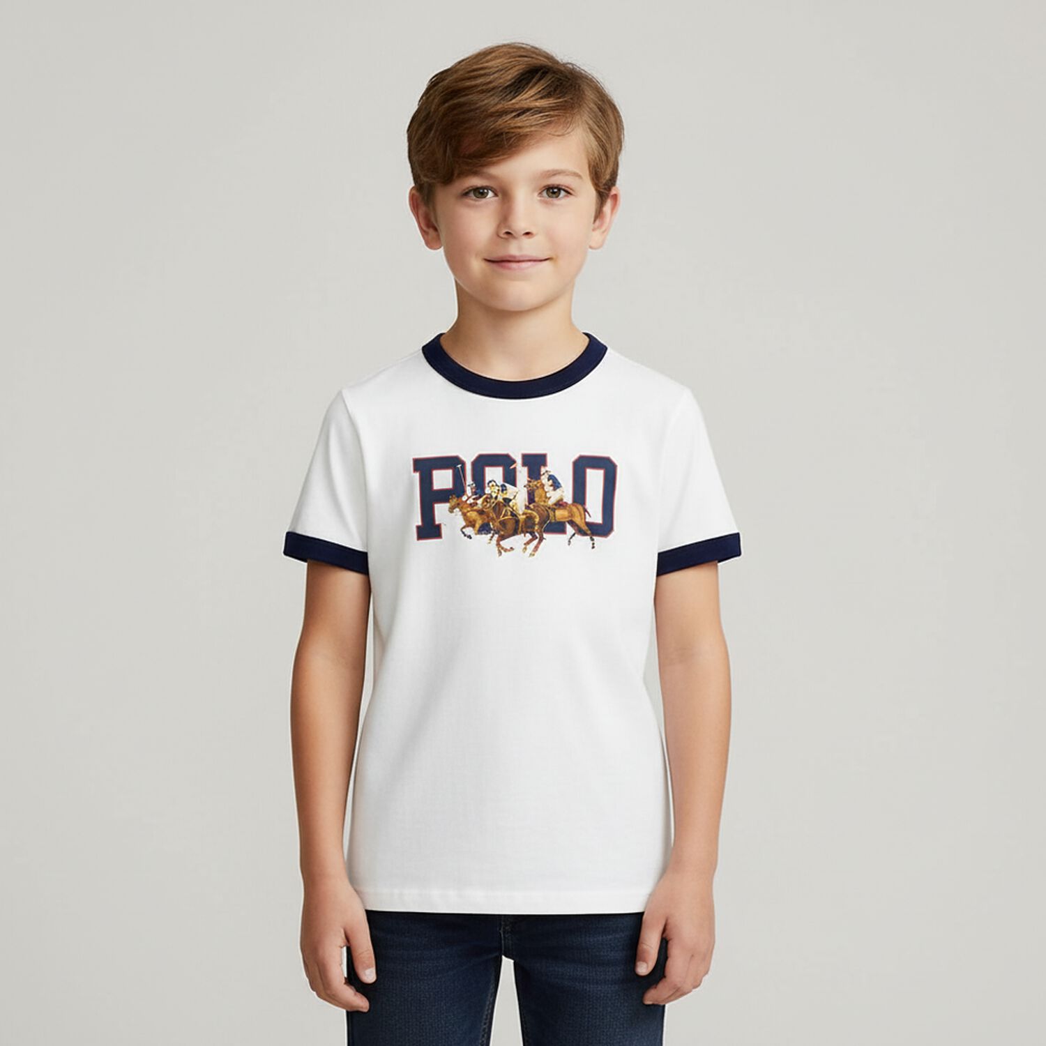Boys White Logo T-Shirt, 3, hi-res