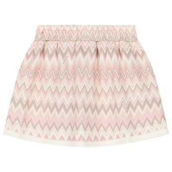 Girls Pink Logo Zig Zag Skirt