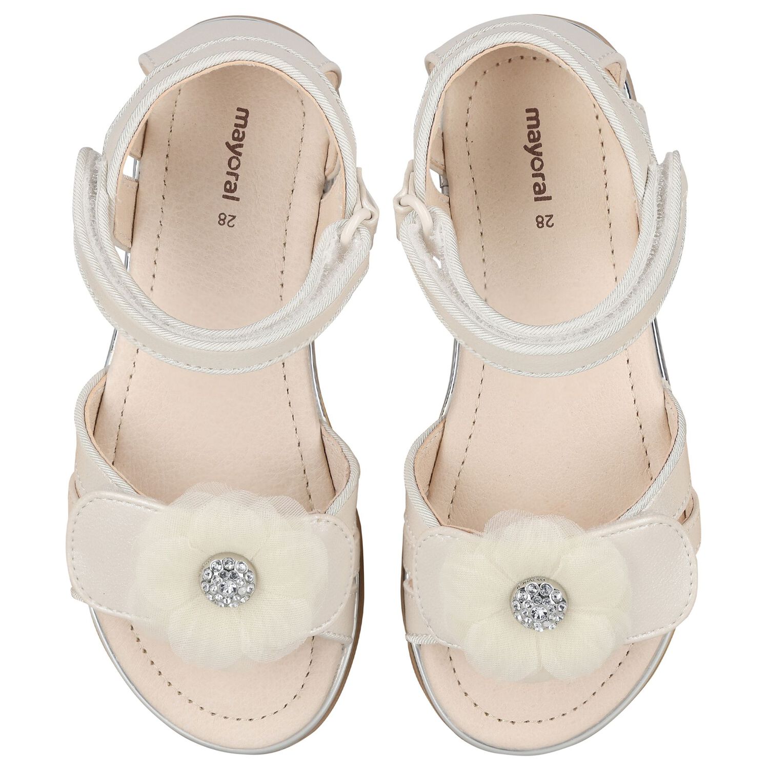 صندل بنات بطبعة الزهور باللون الأبيض , 1, hi-res image number null