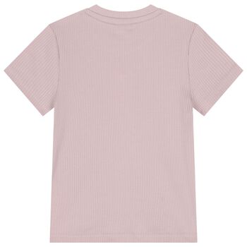 Girls Pink Logo Ribbed T-Shirt